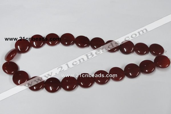 CAA158 15.5 inches 18mm flat round red agate gemstone beads