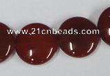 CAA159 15.5 inches 20mm flat round red agate gemstone beads