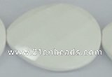 CAA16 15.5 inches 40*50mm faceted flat teardrop white agate beads