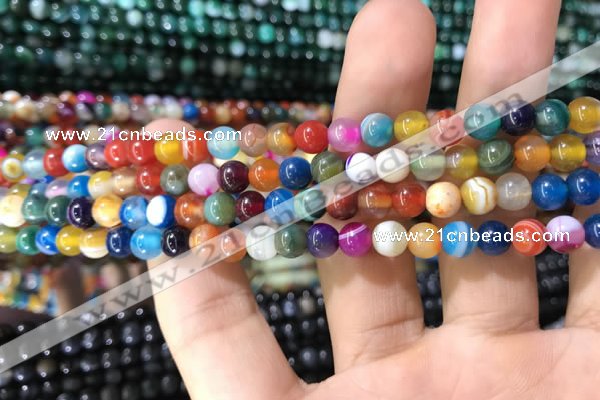 CAA1602 15.5 inches 4mm round banded agate beads wholesale