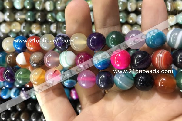 CAA1606 15.5 inches 12mm round banded agate beads wholesale