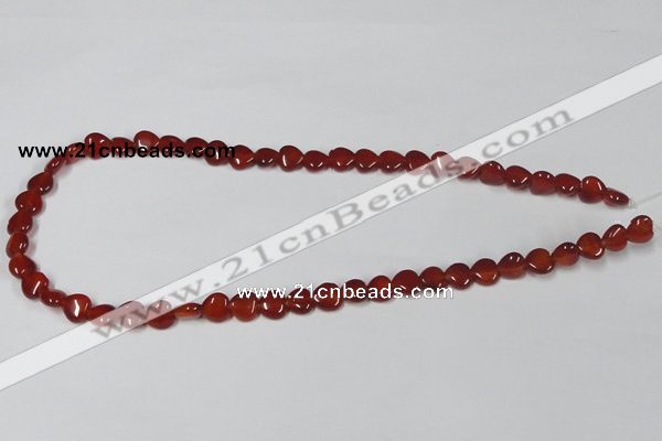 CAA162 15.5 inches 8*8mm heart red agate gemstone beads