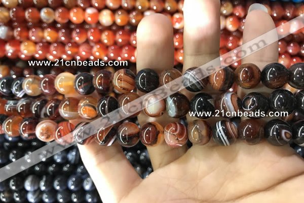 CAA1622 15.5 inches 8mm round banded agate beads wholesale