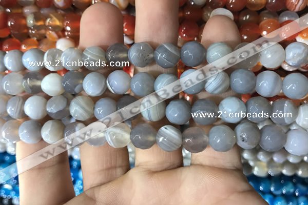 CAA1631 15.5 inches 8mm faceted round banded agate beads