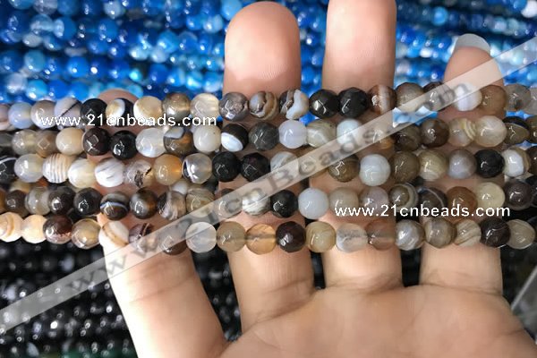 CAA1635 15.5 inches 6mm faceted round banded agate beads