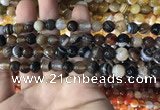CAA1636 15.5 inches 8mm faceted round banded agate beads