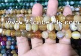 CAA1647 15.5 inches 10mm faceted round banded agate beads