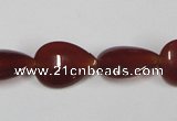 CAA165 15.5 inches 13*18mm flat teardrop red agate gemstone beads