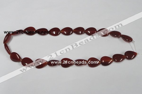 CAA165 15.5 inches 13*18mm flat teardrop red agate gemstone beads