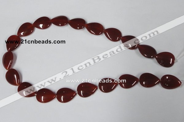 CAA166 15.5 inches 15*20mm flat teardrop red agate gemstone beads