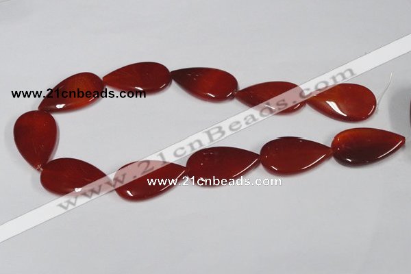 CAA167 15.5 inches 22*36mm flat teardrop red agate gemstone beads