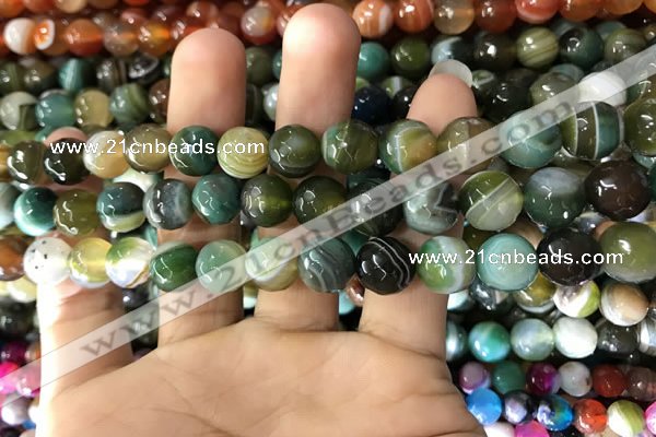 CAA1672 15.5 inches 10mm faceted round banded agate beads