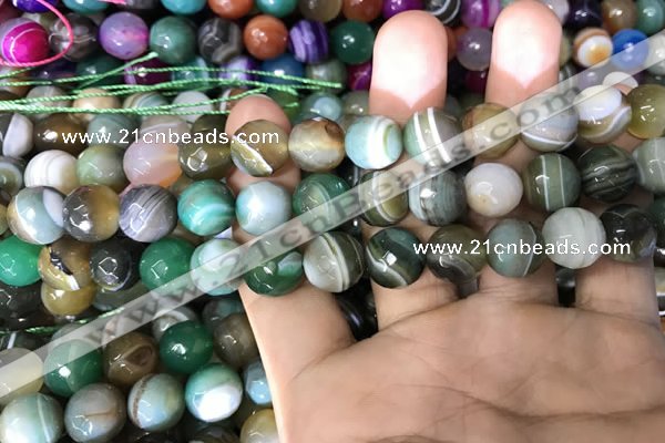 CAA1673 15.5 inches 12mm faceted round banded agate beads