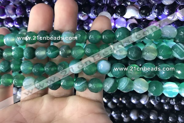 CAA1676 15.5 inches 8mm faceted round banded agate beads