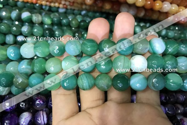 CAA1678 15.5 inches 12mm faceted round banded agate beads