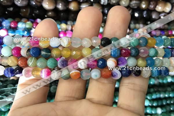 CAA1680 15.5 inches 6mm faceted round banded agate beads