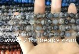 CAA1700 15 inches 8mm faceted round fire crackle agate beads