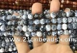 CAA1702 15 inches 8mm faceted round fire crackle agate beads