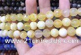 CAA1705 15 inches 8mm faceted round fire crackle agate beads