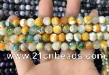 CAA1707 15 inches 8mm faceted round fire crackle agate beads