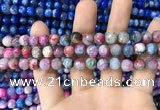 CAA1708 15 inches 8mm faceted round fire crackle agate beads