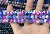 CAA1709 15 inches 8mm faceted round fire crackle agate beads