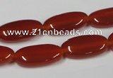 CAA171 15.5 inches 10*20mm oval red agate gemstone beads