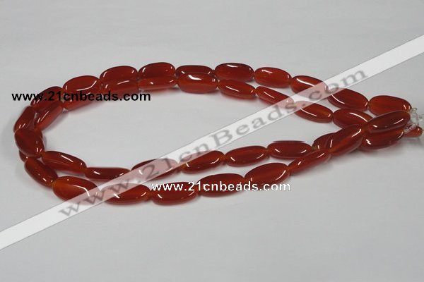 CAA171 15.5 inches 10*20mm oval red agate gemstone beads