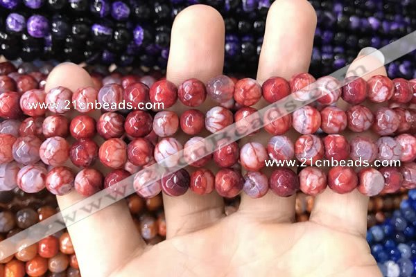 CAA1710 15 inches 8mm faceted round fire crackle agate beads