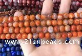 CAA1711 15 inches 8mm faceted round fire crackle agate beads