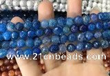 CAA1715 15 inches 8mm faceted round fire crackle agate beads