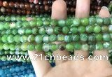 CAA1719 15 inches 8mm faceted round fire crackle agate beads