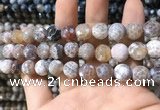 CAA1729 15 inches 10mm faceted round fire crackle agate beads