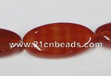 CAA173 15.5 inches 15*30mm oval red agate gemstone beads