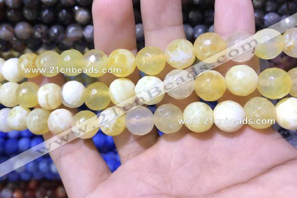 CAA1731 15 inches 10mm faceted round fire crackle agate beads