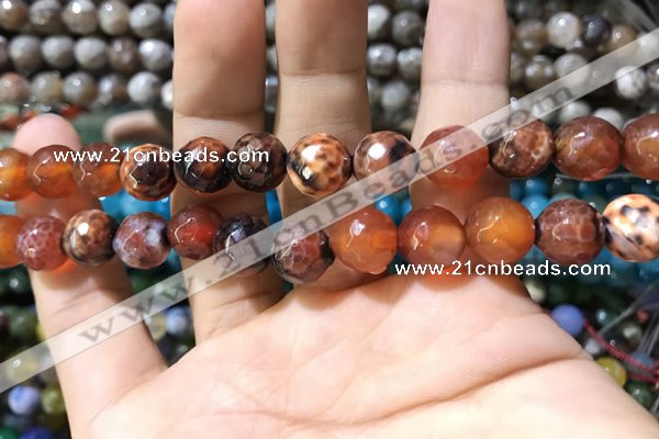 CAA1734 15 inches 10mm faceted round fire crackle agate beads