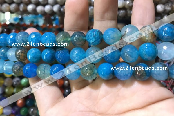 CAA1736 15 inches 10mm faceted round fire crackle agate beads