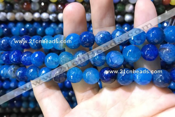 CAA1737 15 inches 10mm faceted round fire crackle agate beads