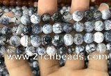 CAA1746 15 inches 12mm faceted round fire crackle agate beads