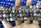 CAA1747 15 inches 12mm faceted round fire crackle agate beads