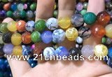 CAA1751 15 inches 12mm faceted round fire crackle agate beads