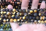 CAA1761 15 inches 8mm faceted round fire crackle agate beads