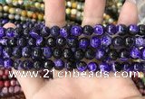 CAA1763 15 inches 8mm faceted round fire crackle agate beads