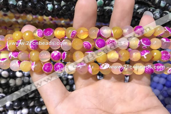 CAA1767 15 inches 8mm faceted round fire crackle agate beads