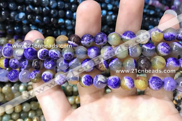 CAA1768 15 inches 8mm faceted round fire crackle agate beads