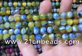 CAA1769 15 inches 8mm faceted round fire crackle agate beads