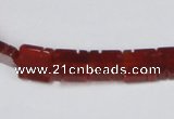 CAA178 15.5 inches 10*10mm carved square red agate gemstone beads