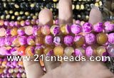 CAA1783 15 inches 10mm faceted round fire crackle agate beads