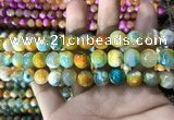 CAA1787 15 inches 10mm faceted round fire crackle agate beads