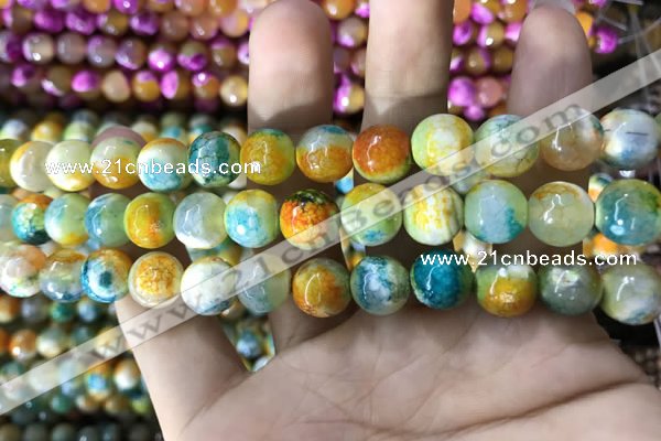 CAA1787 15 inches 10mm faceted round fire crackle agate beads